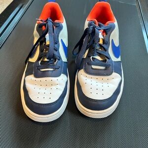 Nike Court Borough Sneakers.  Navy and White Sneakers with Orange Accents